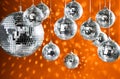 Mirrored disco balls with light spots Royalty Free Stock Photo