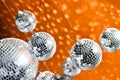 Mirrored disco balls with light spots Royalty Free Stock Photo