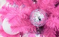 Mirrored disco balls on a pink Christmas tree Royalty Free Stock Photo