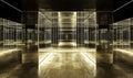 Infinite Mirror Hallway with Golden Reflections Royalty Free Stock Photo