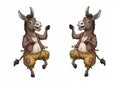 Mirrored happy delighted donkey laughing against a white backdrop Royalty Free Stock Photo