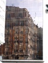 Mirrored image of an old building