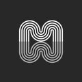 Mirrored letters MW or WM initials monogram logo parallel thin lines rounded waves shape, creative letter M identity mark with Royalty Free Stock Photo