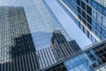 Mirrored skyscraper seen from below, new york. Royalty Free Stock Photo