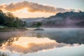 Mirrored sunrise on Rydal Water, in the Lake District Royalty Free Stock Photo