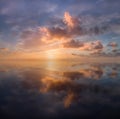 Mirrored Tranquil Sunset, Perran Sands, north Cornwall Royalty Free Stock Photo