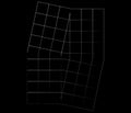 Mirrored, tweaked irregular grid, mesh, grating and lattice geometric vector element, pattern, texture