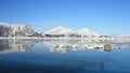 Mirroring in the Lofoten's fjord of Napp Royalty Free Stock Photo