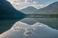 Mirroring mountain lake during sunrise in the Austrian alps