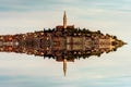 Mirroring skiline of the old town of Rovinj, Istria, Croatia