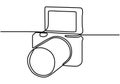 Mirrorless digital camera. One line drawing vector illustration minimalism