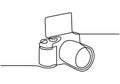 Mirrorless digital camera. One line drawing vector illustration minimalism