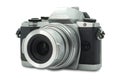 Mirrorless digital photo camera. Retro old style isolated on a white Royalty Free Stock Photo