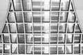 Mirrors on ceiling roof - airport, black and white