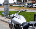 mirrors and tank of a classic Japanese honda motorcycle