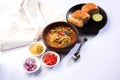 Misal Pav or misalpav, Misal Pav with Farsan Royalty Free Stock Photo