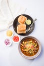 Misal Pav or misalpav, Misal Pav with Farsan Royalty Free Stock Photo