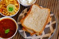 Misal Pav is a traditional food from Maharashtra, India. Selective focus Royalty Free Stock Photo