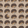 Misbehaving Hedgehog one rollling in the middlle of a grid of well behaving animals seamless vector pattern