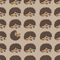 Misbehaving Hedgehog one rollling in the middlle of a grid of well behaving animals seamless vector pattern Royalty Free Stock Photo