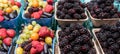 Miscellaneous berries on sale on a country farm market