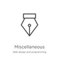 miscellaneous icon vector from web design and programming collection. Thin line miscellaneous outline icon vector illustration. Royalty Free Stock Photo