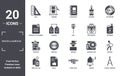 miscellaneous icon set. include creative elements as null, 100 percent, body weight, german, enlist, evaluate filled icons can be