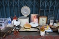 Miscellaneous items for sale on sidewalk