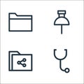 miscellaneous line icons. linear set. quality vector line set such as doctor, folder, push pin