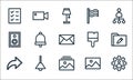 miscellaneous line icons. linear set. quality vector line set such as gear, image, arrow, image, lightbulb, speaker, paintbrush,