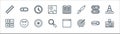 Miscellaneous line icons. linear set. quality vector line set such as id card, target, search, calculator, button, timer, notebook