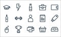 miscellaneous line icons. linear set. quality vector line set such as inbox, printer, mouse, basket, trophy, wine, notebook,