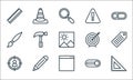 Miscellaneous line icons. linear set. quality vector line set such as ruler, browser, target, switch on, pencil, painting, target