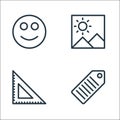 miscellaneous line icons. linear set. quality vector line set such as tag, ruler, picture