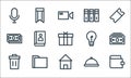 miscellaneous line icons. linear set. quality vector line set such as wallet, home, trash can, plate, folder, money, light bulb,