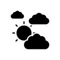 Black solid icon for mostly, mainly and cloud
