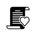 Black solid icon for poem, verse and love poetry Royalty Free Stock Photo