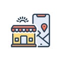 Color illustration icon for Closest, near and location