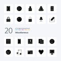 20 Miscellaneous Solid Glyph icon Pack like emojis emojis education sad test Royalty Free Stock Photo