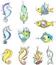 Miscellaneous stylized fish