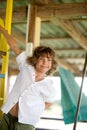 Mischievous boy 10-11 years old on the playground. Royalty Free Stock Photo