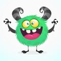 Mischievous cartoon monster character. Vector stock illustration.