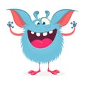 Mischievous cartoon monster character. Vector stock illustration.