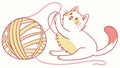 Mischievous Cat Playing with a Spool of Yarn, vector design Generative AI Royalty Free Stock Photo