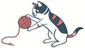 Mischievous Cat Playing with Yarn, Pet Entertainment, vector design Generative AI Royalty Free Stock Photo