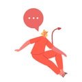 Mischievous Devil Female Character With A Speech Bubble, Ready To Provoke With Its Words. Symbolic Of Temptation