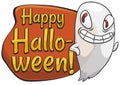 Mischievous Ghost Ready for Halloween Pranks, Vector Illustration