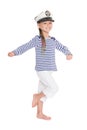 Mischievous girl in suite sailor boy Royalty Free Stock Photo