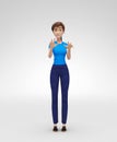 Mischievous, Greedy and Threatening Jenny - 3D Cartoon Female Character Model - Reaching Out with Crawling Look Like Spider