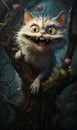 The Mischievous Grin of a Talented Cheshire Cat: A White Kitten Royalty Free Stock Photo